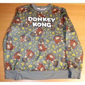 Nintendo Donkey Kong Mens Fleece Pullover Sweater Small 2019 Allover Print